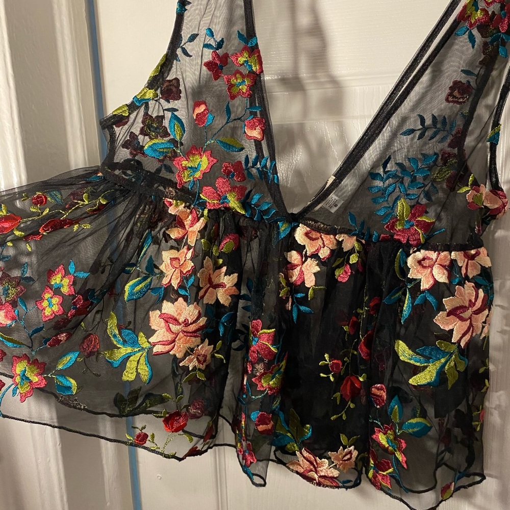 Urban Outfitters Ecote Sheer Peplum Top